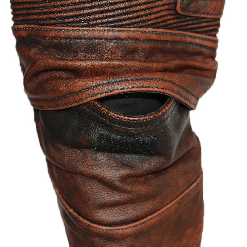 Spodnie motocyklowe ze skóry w rozmiarze chińskim dla mężczyzn, oryginalne, ochronne, skórzane, motocyklowe, ochronne, spodnie