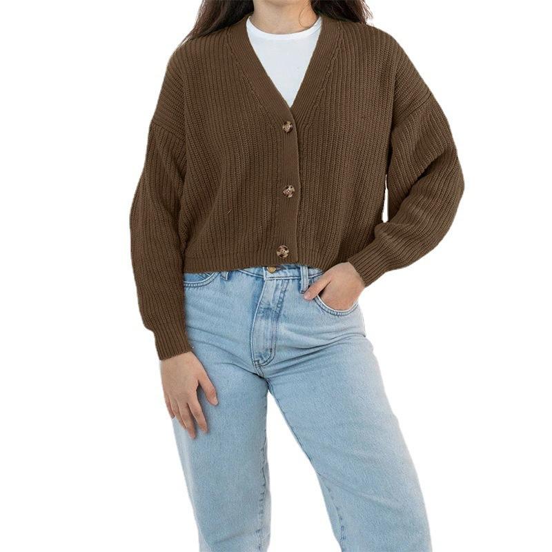 Moda Mujer Suéter de invierno Cardigan Color sólido Cuello en V Botón de  manga larga Chaqueta de punto suelto Cardigan comprar a buen precio —  entrega gratuita, reseñas reales con fotos — Joom