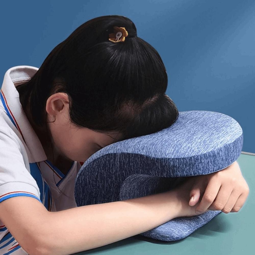 Portable Nap Sleeping Pillow Slow Rebound Lightweight Pillow Cushion Soft Breathable Face Down Desk Pillow Cervical Protection