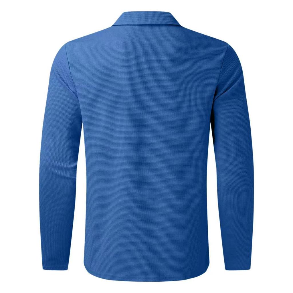 European and American Autumn Zipper Long-Sleeved Men's Polo Shirt