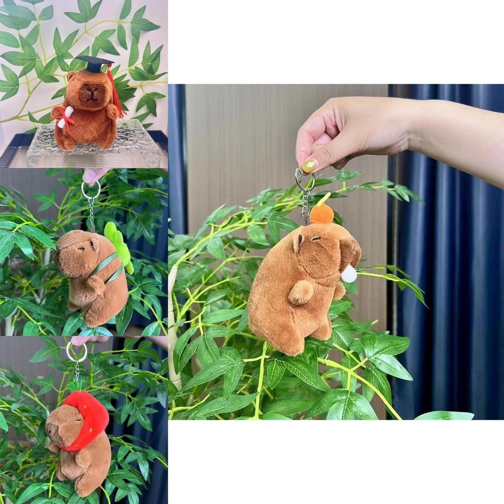 Adorable Plush Capybara Keychain Creative Animal Keyring Soft Toy Bag Charm