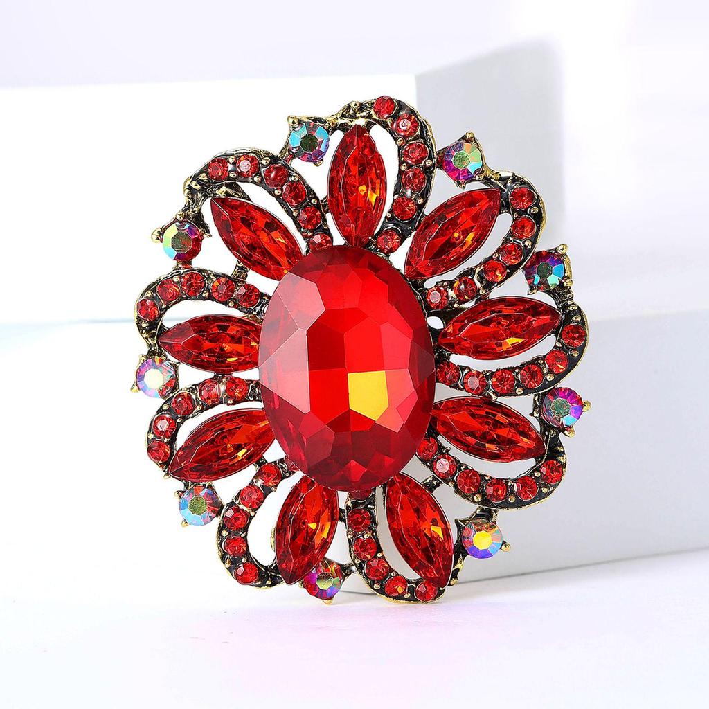 Korean Style Rhinestone Glass Brooch: Medium-Sized, Versatile & Exquisite Women's Pin