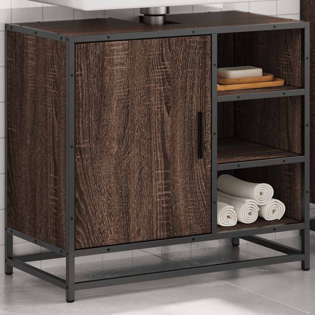 Bathroom Vanity Cabinet Brown Oak Effect 65 X 33 X 60 Cm