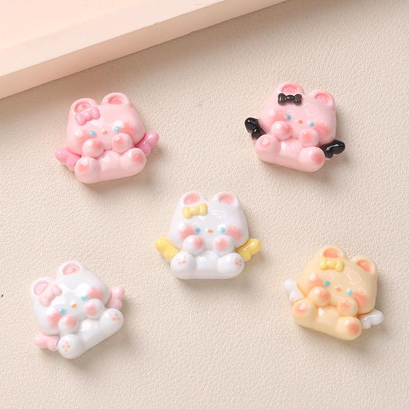 10Pcs Models Resin Cute Cartoon Rabbit Wings Series Scrapbook Diy Jewelry Hair Clips Phone Case Ornament Accessories A56