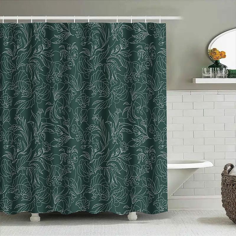 Botanical Shower Curtaingreenery Pattern Decorbathroom Fabricvintage Floral Designnature Inspiredspa Vibesmodern Farmhouseelegan