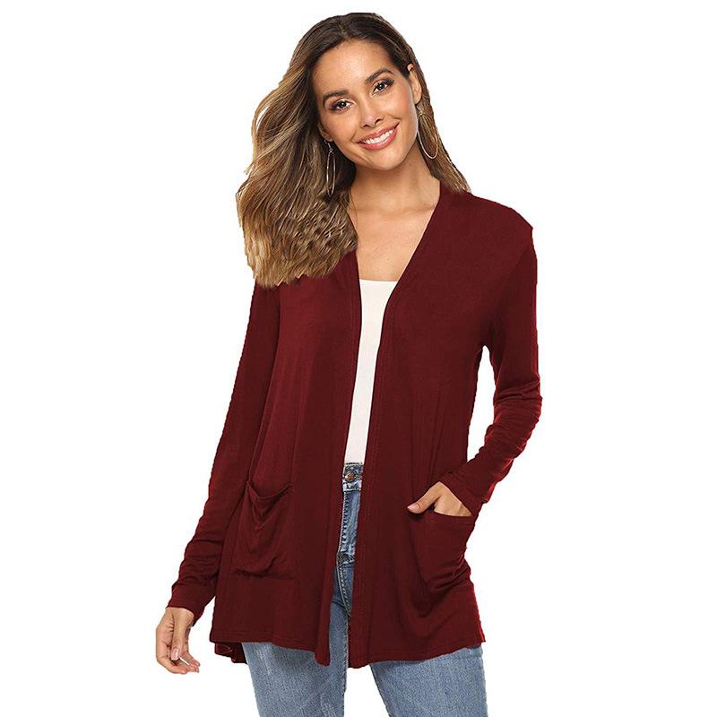 European & American Women's Slimming Mid-Length Long-Sleeved Cardigan