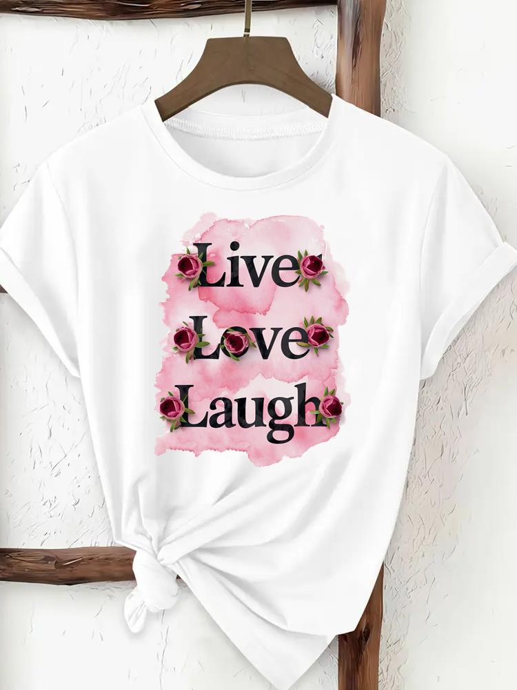 (Mărimea asiatică) Top tricou modă pentru femei trend acuarelă floare Îmbrăcăminte Tricou Femeie Imprimeu Feminin Mânecă Scurtă Tricouri Grafice