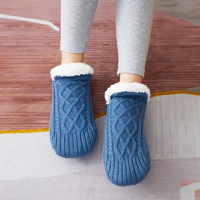 Thickened Winter Woven Thermal Cashmere Socks Floor Socks Women Carpet Home Plus Socks Velvet Sleep Socks Slippers Boat Socks