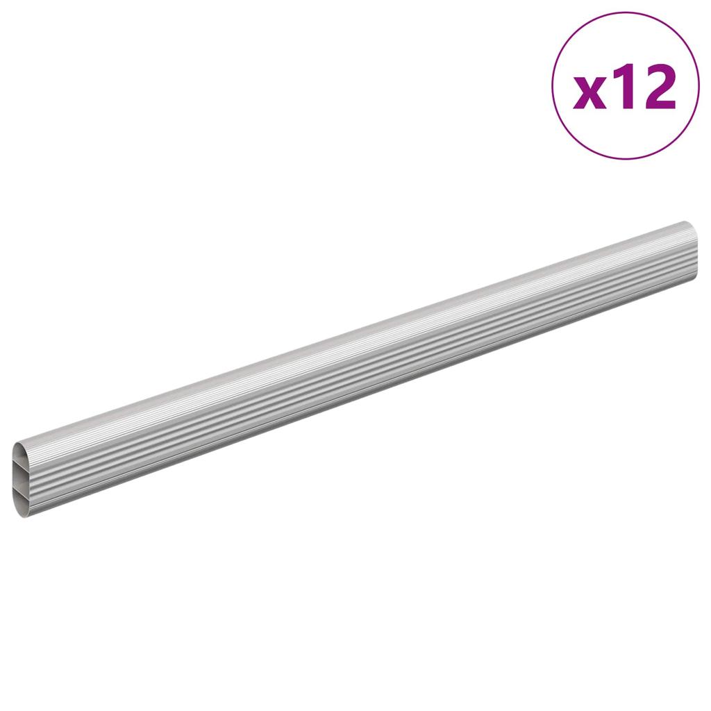 Clothes Rod 12 pcs Silver 371.5 x 15 x 29 mm