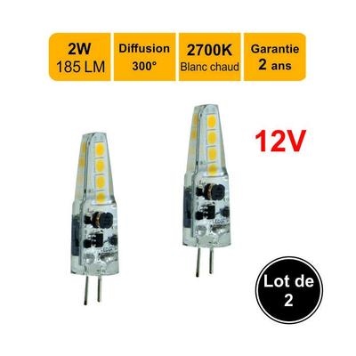 Lot of 2 G4 12V 2W LED Bulbs Capsule (equivalent. 19W) 185Lm 2700K - 2 Year Warranty