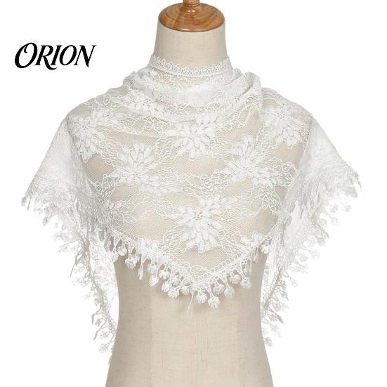 Soft Lightweight Neck Accessory Hollow Lace Triangle Scarf for Women, Grape Pattern Fringe Retro Style Fringed Trim Solid Color Shawl Wrap,