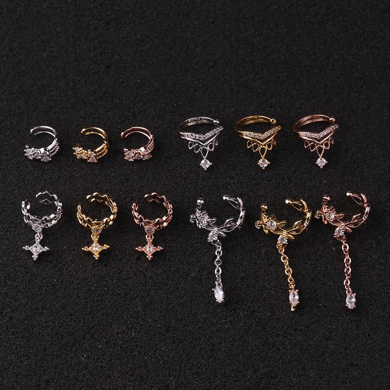 European & American Style Zirconia Ear Clips: Creative No-Piercing Earrings