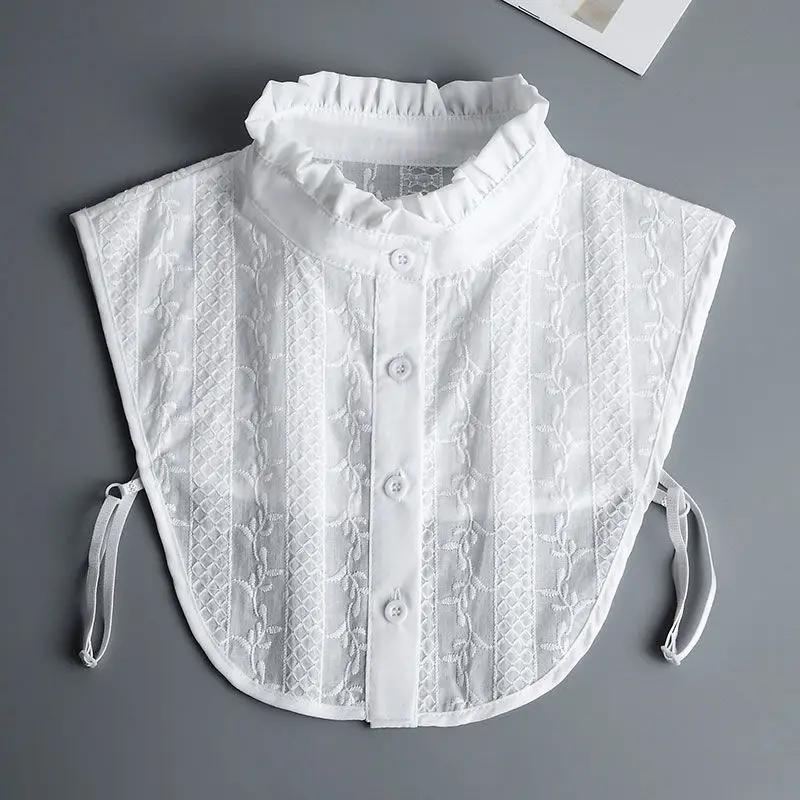 

Stand Ruffle Lace Shirt Fake Collar for Women Detachable False Collar Lapel Sweater Blouse Top Faux Collars