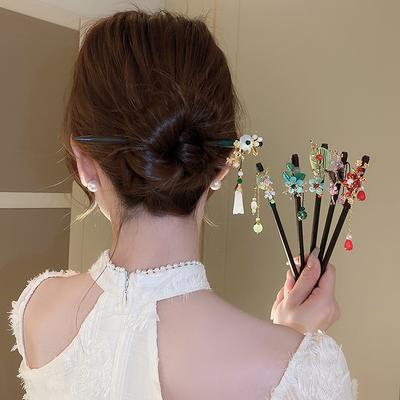 Vintage Wooden Hair Stick For Women Girls Chinese Style Wood Hairpin Tassel Elegant Hair Clip Hair Jewelry Accessories
