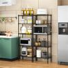 Changeable Assembly Floor Standing Carbon Steel Storage Rack Black Kitchen Storage Shelf Microwave Stand