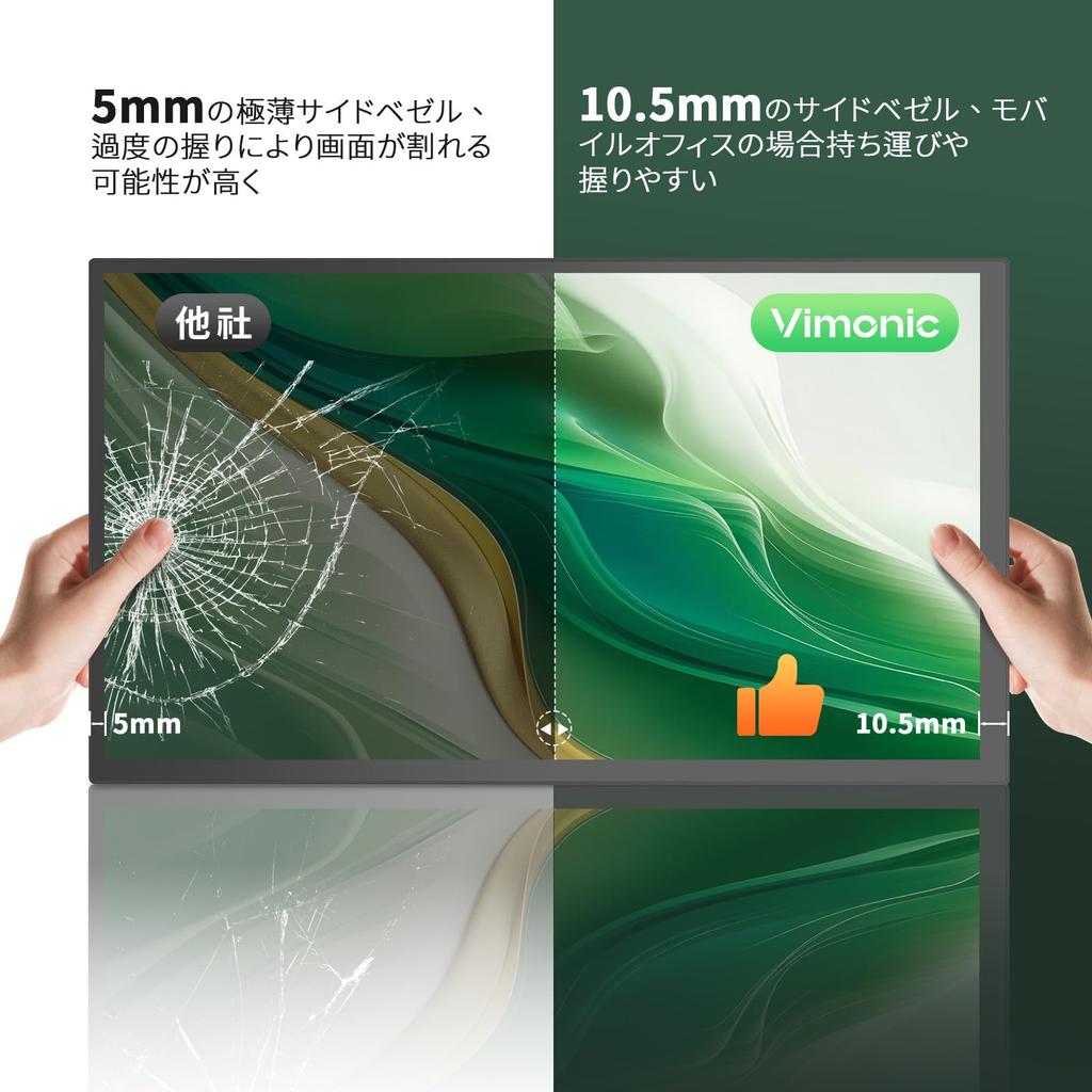 Vimonic Mobile Wide Color VA FHD Standard Mini Compatible with and for Remote Work 15.6-inch Monitor, 100% Gamut, Panel, 1080P, Portable,