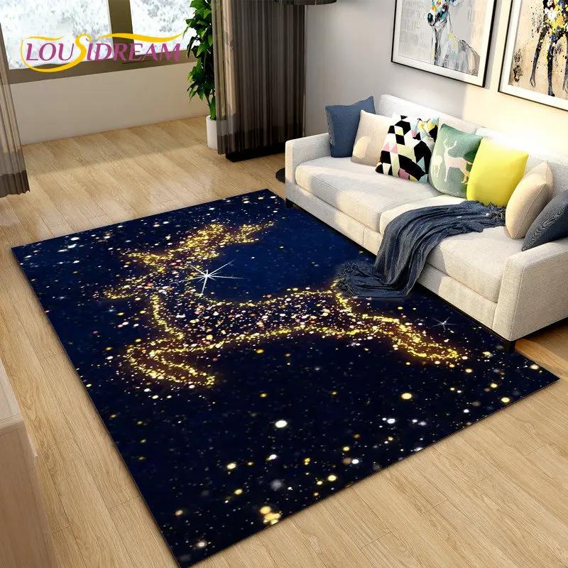 Tapete de área de rena nórdica de alce de desenho animado 3D, tapete de carpete para sala de estar, quarto, sofá, capacho decorativo, tapete de chão antiderrapante para brincadeira de criança