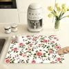 1Pcs Rubber Drying Mat With  Floral ButterflyPrint For Coffee Shop Restaurant Kitchen Carpet Tableware Durable Diatom Mud Table Mat Pet Mat Coffeeware
