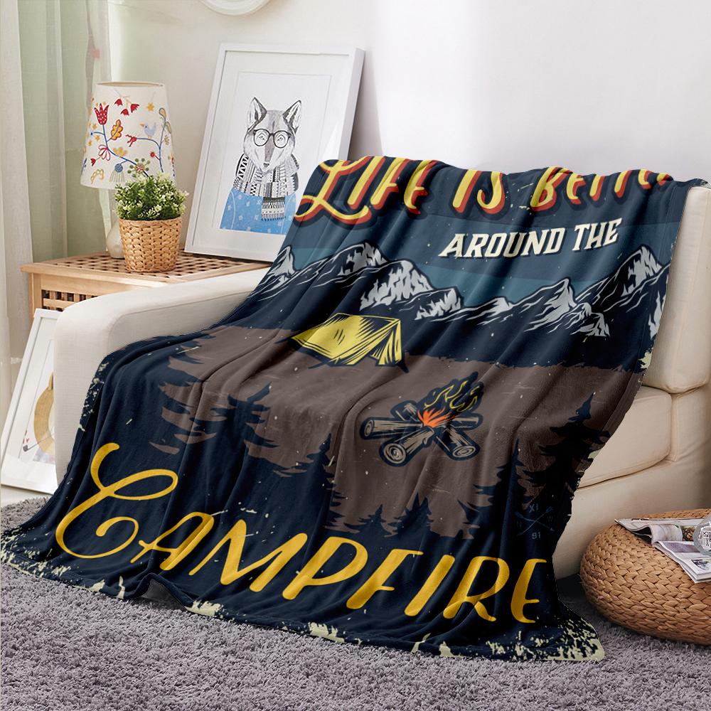 VIKAMA American Retro Landscape Facecloth Blanket Summer Air Conditioning Blanket Office Nap Blanket Shawl Blanket