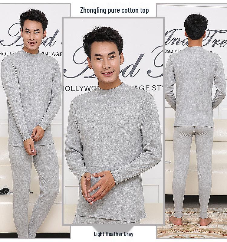 Men's High Neck Cotton Knit Top - Warm Base Layer for Autumn