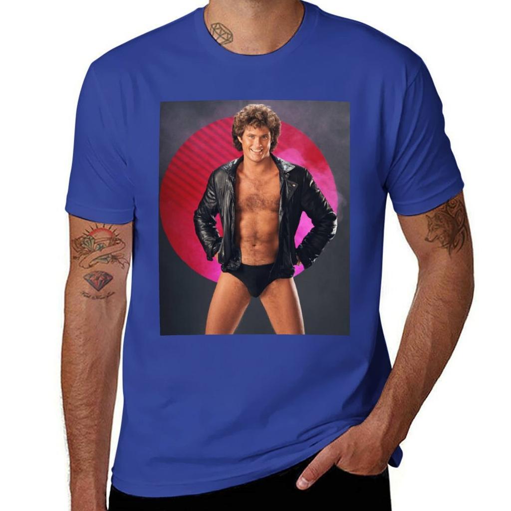David Hasselhoff Vintage Tshirt Summer Clothes Quickdrying Funnys Plain Mens Clothing