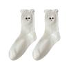 Female Autumn and Winter Pure Color Lovely Playful Big Eyes Embroidery Lace Boneless In Tube Socks