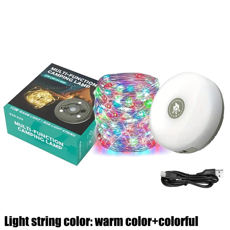4in1 Camping Lamp Strip LED Atmosphere 10M Length Waterproof Recyclable Light Belt Outdoor Garden Decoration Lamp for Tent Room