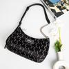 Fila Hobo Zipper Hidden Pattern Casual Simple Commuter Fashion Print Underarm Crossbody New Moon Bag Women Shoulder Bag Black F13W341163FBK