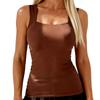 Nude-feel Square Neck Padded Base Shirt, Nylon Spandex Blend, Machine Wash