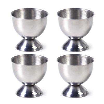 4Pcs Stainless Steel Egg Cups Egg Holders Egg Tray Kitchen Gadgets Tools for Hard Boiled Eggs, Silver