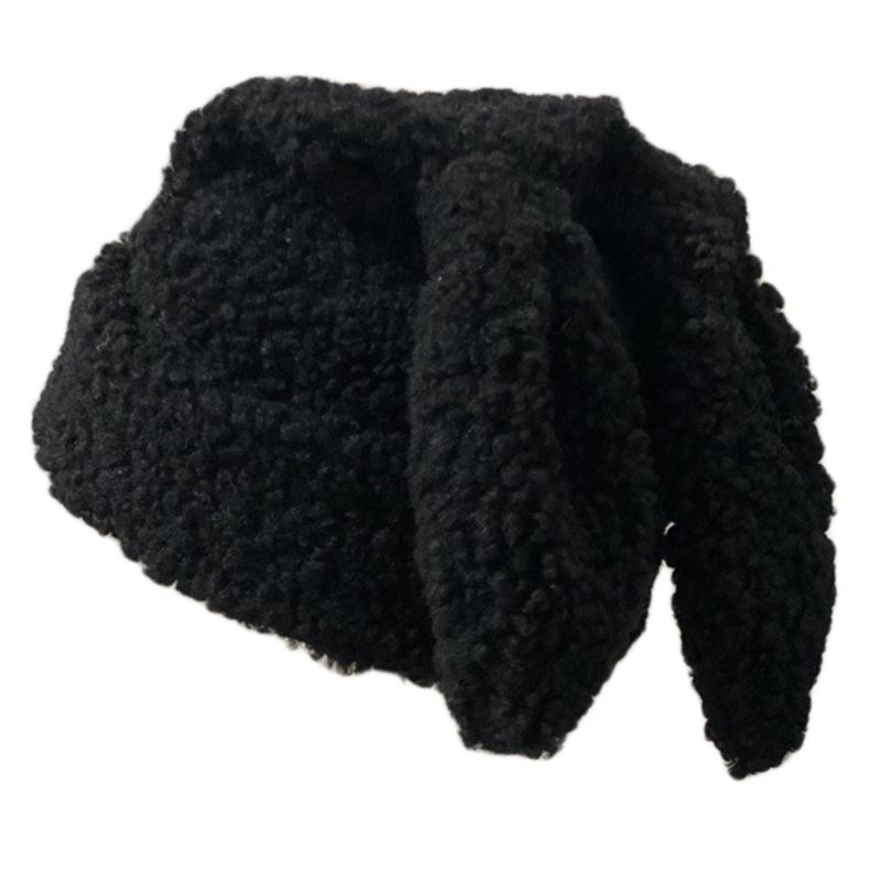 Solid Color Rabbit Ears Knitted Hat Funny Knit Hat Woolen Hat Fashion Trendy Wild Pile Hat Ear for Protection Windproof