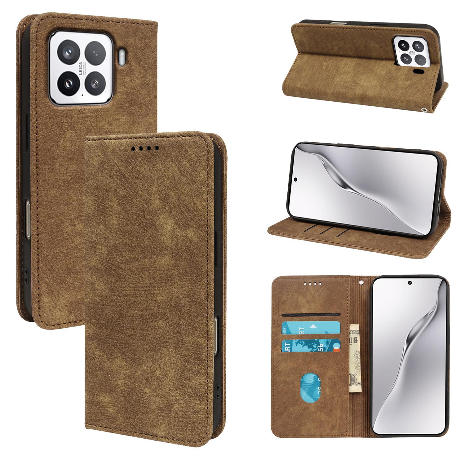 

Для Xiaomi 15 Чохол Сильний Магнітний Шкіряний Гаманець Чохол для Телефону зі Смугастою Текстурою Brown