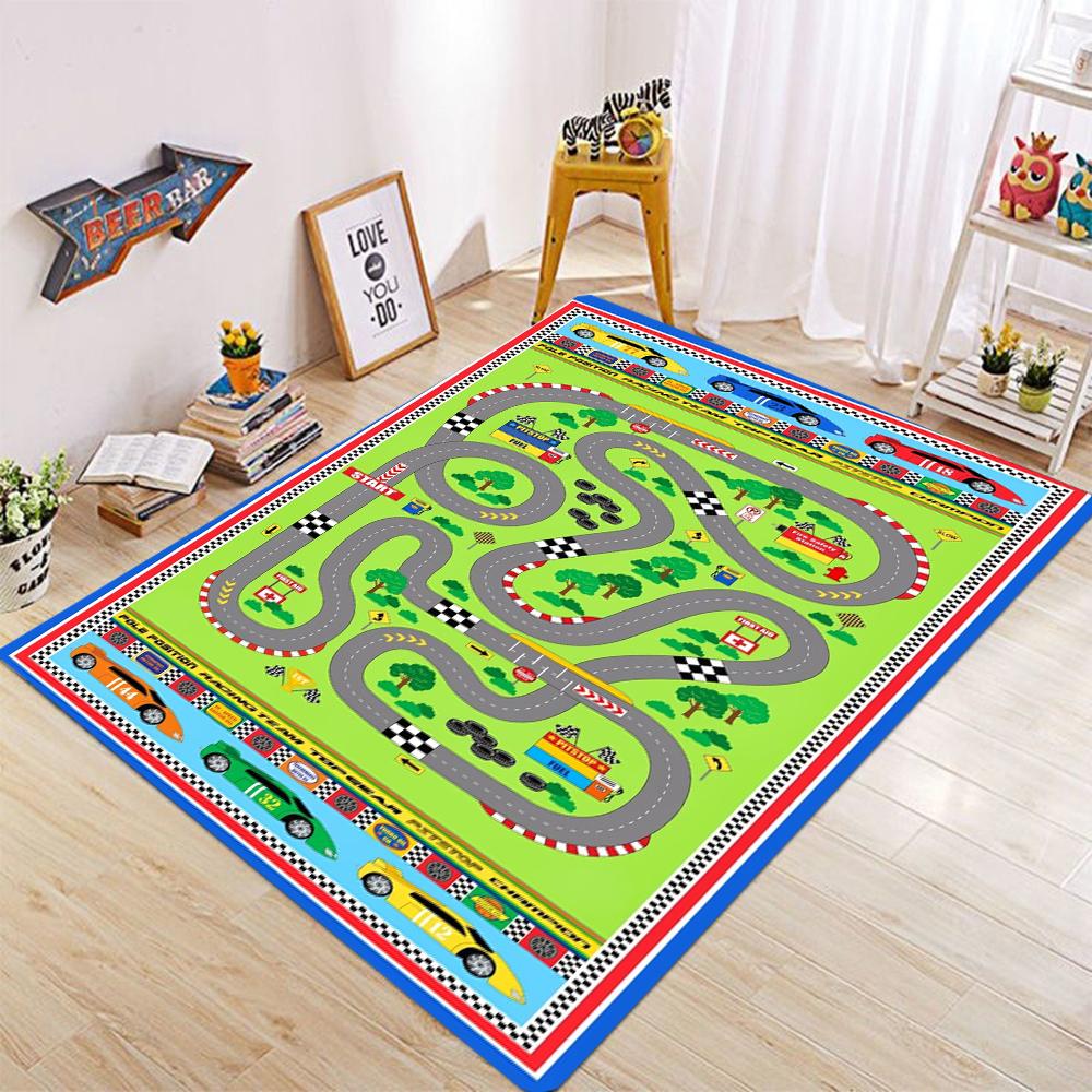 Cartoon Excavator Children's Printed Carpet, Boys' Favorite Engineering Vehicle Theme Home Decoration Props Anti Slip Mat