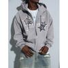 Unisex Streetwear Oversized Hooded Rits-Up Sweatshirt Met Sterrenprint Losse Pasvorm Casual Lange Mouwen Pullover