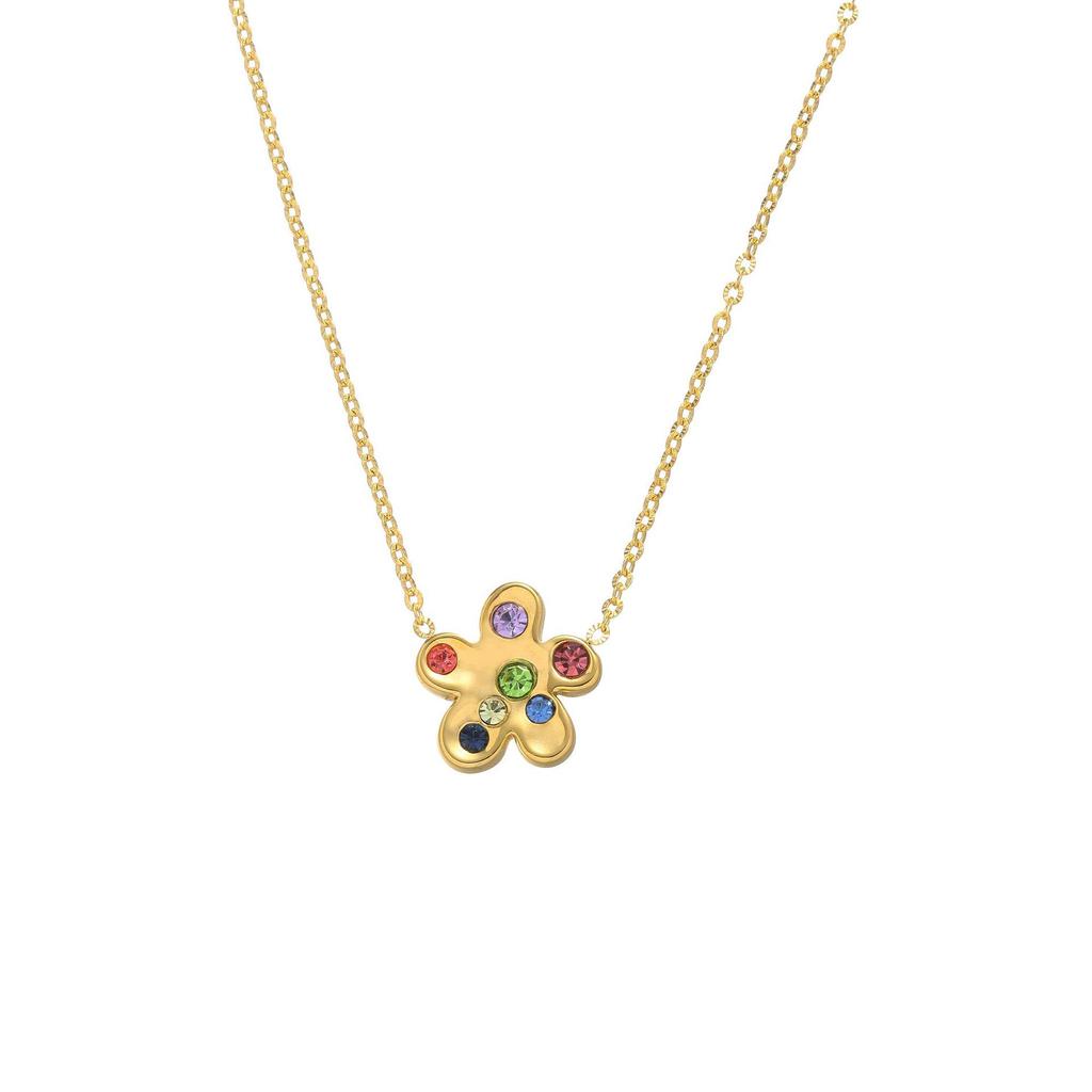 European Retro Zircon Stainless Steel Necklace: High-End Cross-Border Clavicle Chain