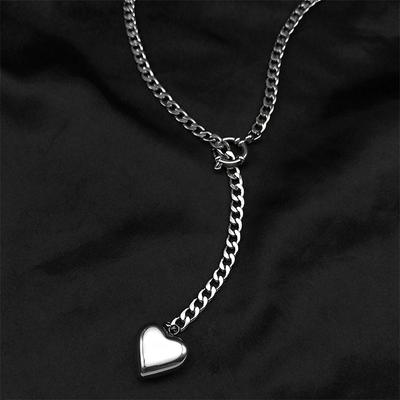 Heart Star O-ring Long Chain Necklace For Women Men Punk Rock Stainless Steel Adjustable Y-Necklace
