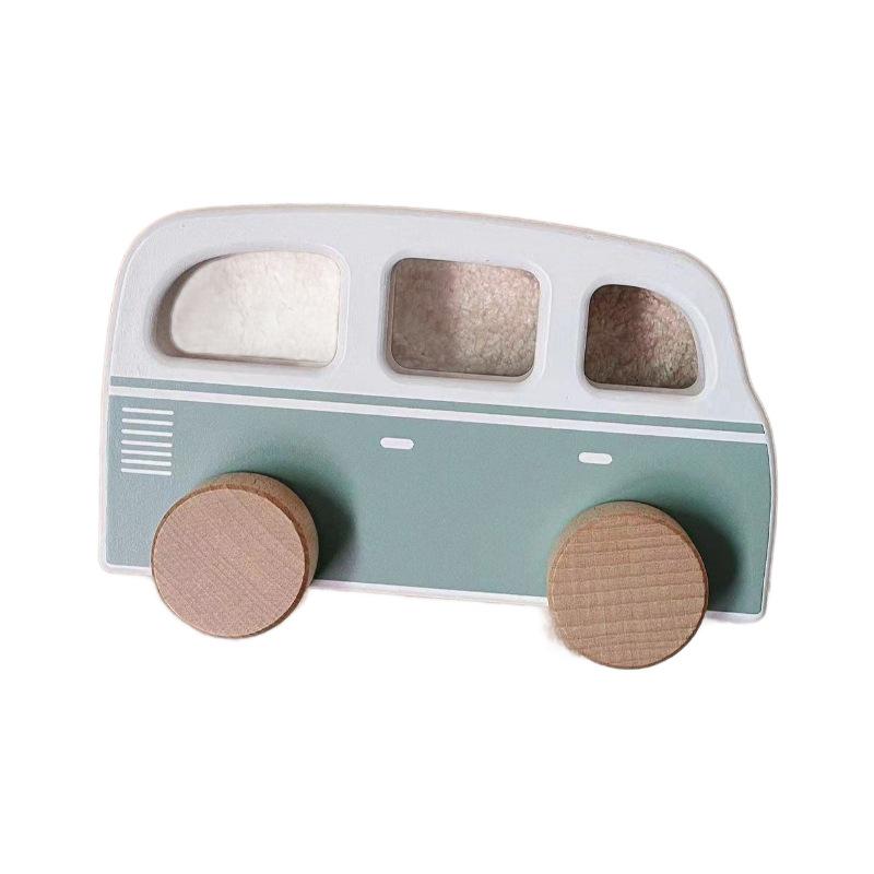 Wooden Inertial Pull-Back Car: Infant Early Education Push & Grasp Camping Car