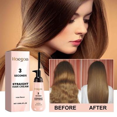 Crème Lissante Professionnelle Soin Cheveux Secs Abîmés Frisottis Lissage Doux Cheveux Bouclés Correction Protéinée Restaure Cheveux Brillance