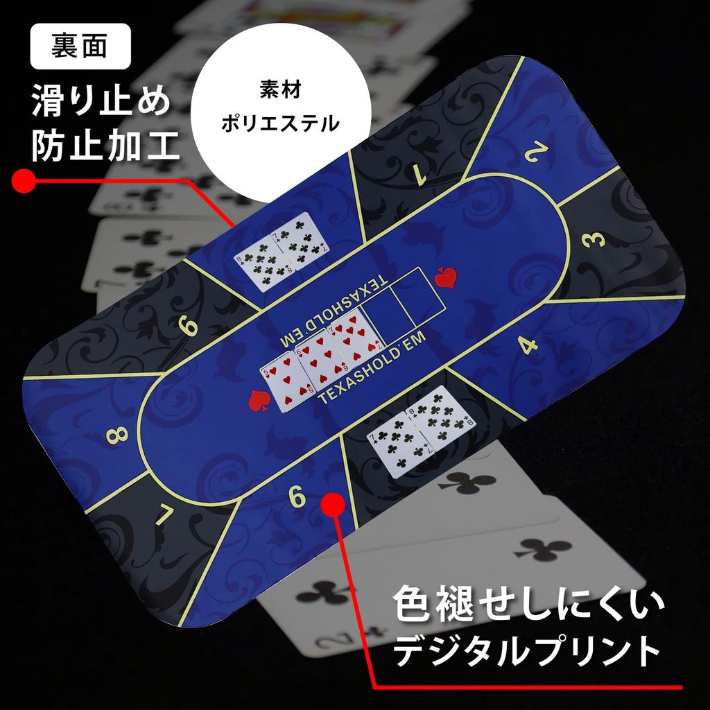 Trading Card Heaven Poker Mat Texas Play Mat Casino with Storage Bag 60 x Hold'em (Dark Blue, 120cm)