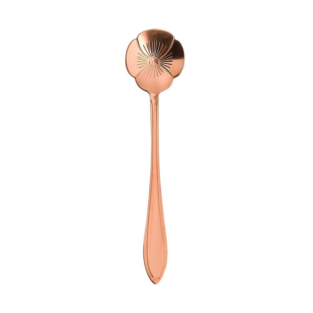 Gold Plated Christmas Flower Mixing Spoon - Japanese Stainless Steel Coffee Stirrer with Custom Logo Option.