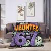 Haunted by 67  Funny Ghost and Pumpkin Halloween Soft Blanket Graphic Couch Chair Flannel Bedspread Sofa Bed Cover