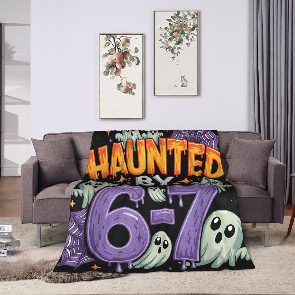 Haunted by 67 Funny Ghost and Pumpkin Halloween Soft Blanket Graphic Couch Chair Flannel Bedspread Sofa Bed Cover