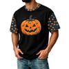 Herren Freizeit Corduroy Kurzarm Rundhals Leicht Atmungsaktiv T-Shirt mit Halloween Kürbis Print Design Bequeme Passform