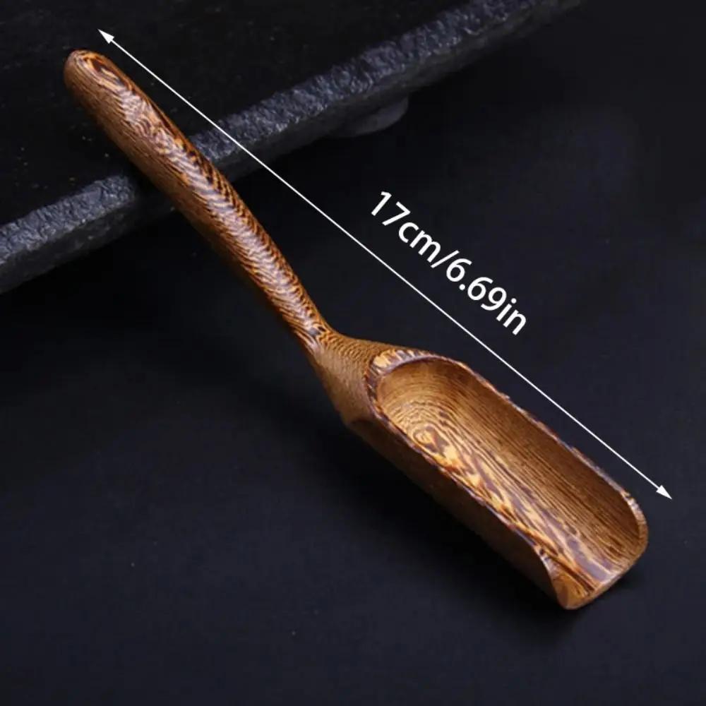 1Pc Tea Accessories Chinese Kongfu Wooden Retro Style Natural Tea Scoop Delicate Spoon Portable Bamboo Teaspoon