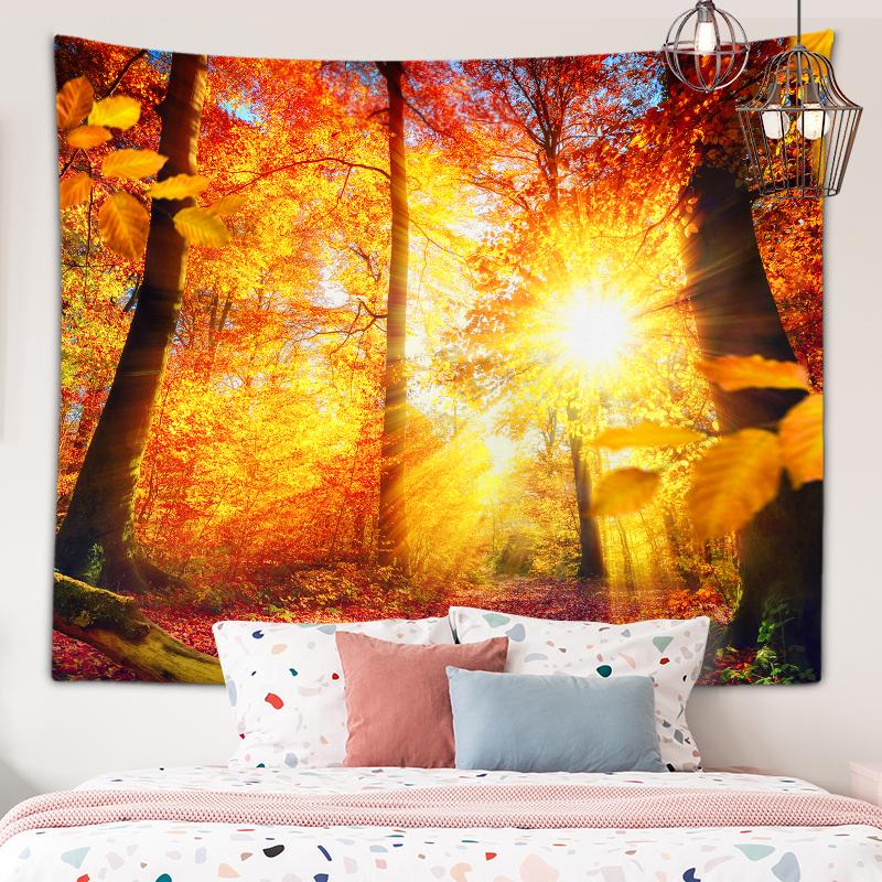 Sunny Forest Scenery Tapestry Natural Scenery Wall Art Tapestry Dormitory Room Aesthetic Decoration Living Room Home Decoration