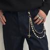 Gothic Punk Belt Chain Zinc Zinc Zinc Alloy Tassel Jeans Chain Goth Pearl Waist Chain  Male