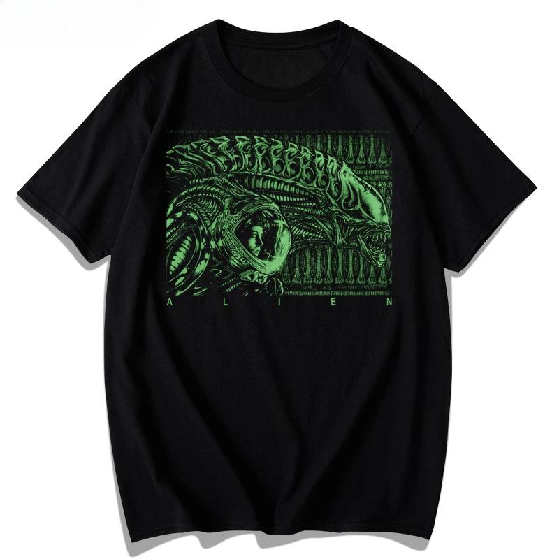 2024 Alien Film Surrounding Space Horror Science Fiction Film Heavy Cotton Men and Women Short-sleeved Spring and Summer T-shirt