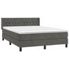 3131142 vidaXL Lit à sommier tapissier et matelas Gris foncé 140x200cm Velours