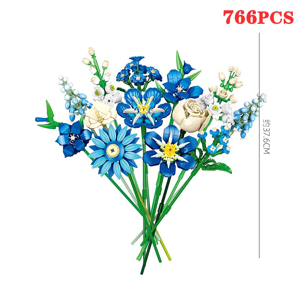 KNEW BUILT 3D Eternal Flower Bouquet Building Blocks Toy-DIY Anniversary Gift for GirlsHome DecorFestive GiftDesktop Ornament