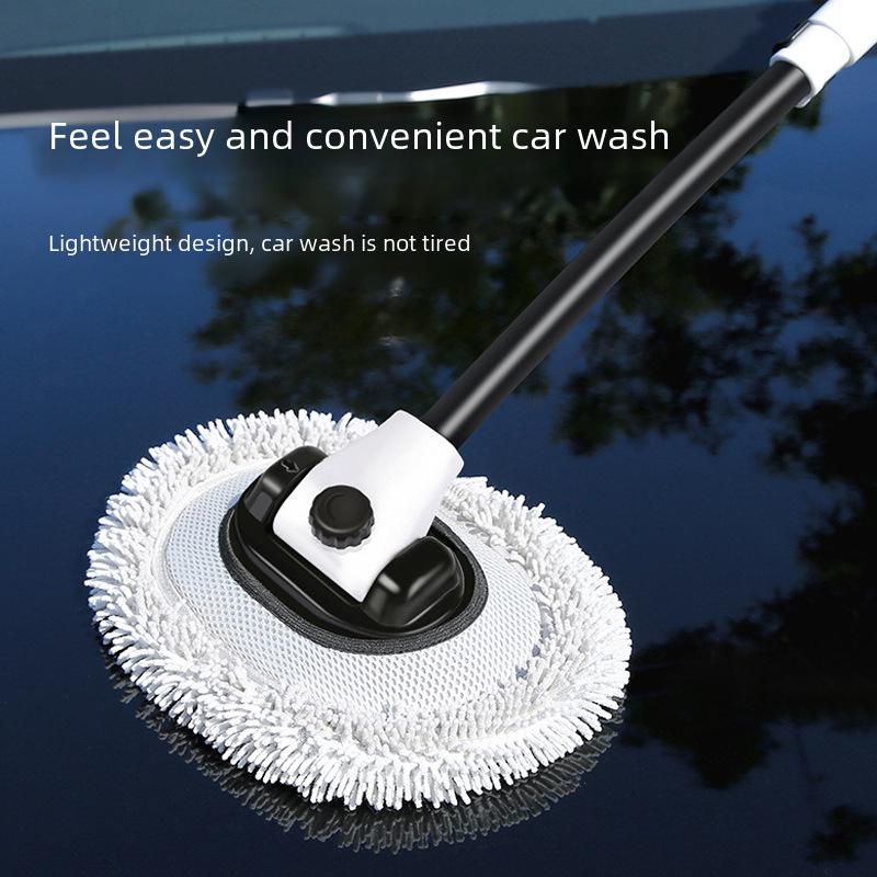 Retractable Curved Rod Car Wash Brush with Soft Bristles - Safe for Car Cleaning